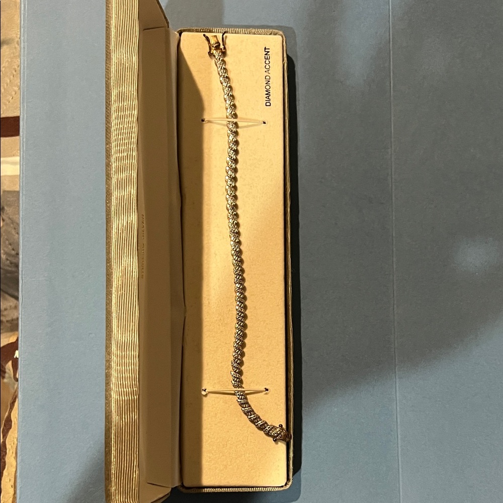 Elegant 18 K Gold over Sterling Silver Tennis Bracelet with Diamond Accents